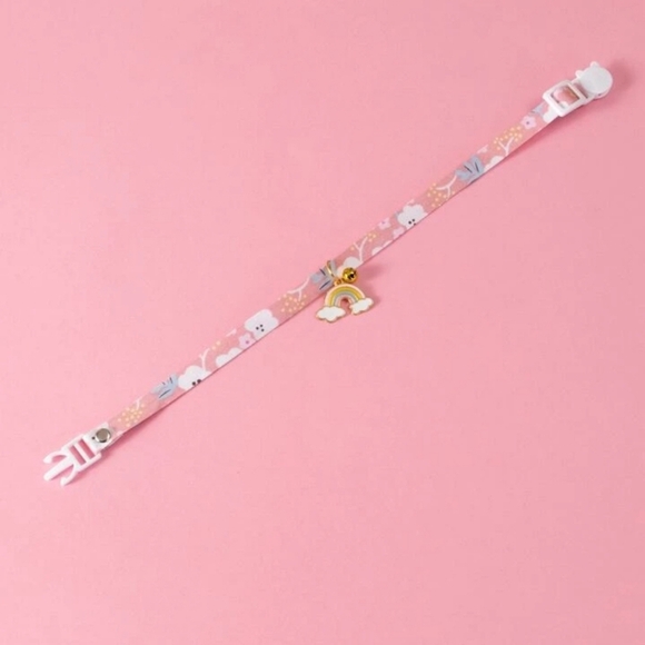 Floral Pink & Rainbow Charm Safety Break Away Cat Collar - Picture 3 of 8